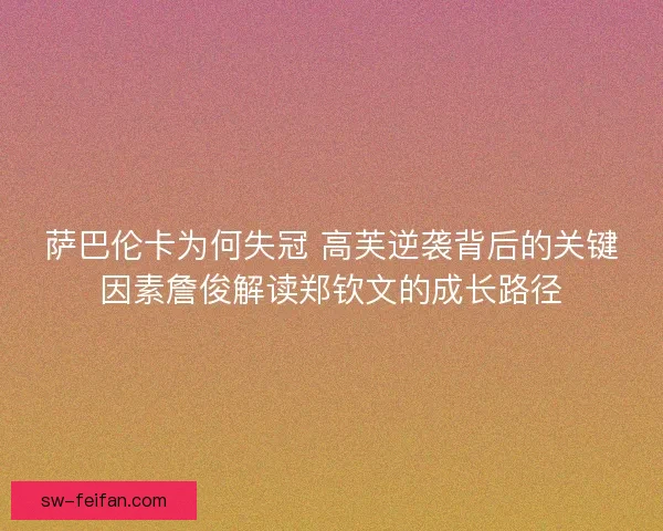 萨巴伦卡为何失冠 高芙逆袭背后的关键因素詹俊解读郑钦文的成长路径