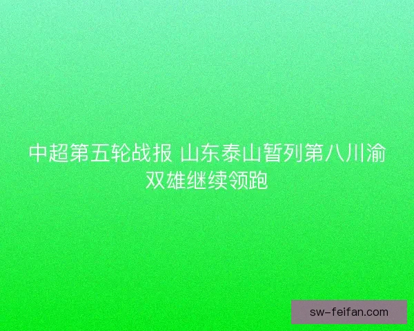 中超第五轮战报 山东泰山暂列第八川渝双雄继续领跑